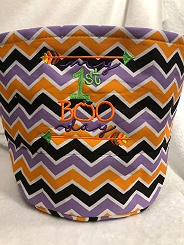 Personalized Halloween Basket - Custom Trick or Treat Bucket with Embroidery for Baby's First Halloween | Halloween Party Favors, Gift Baskets & Home Decor