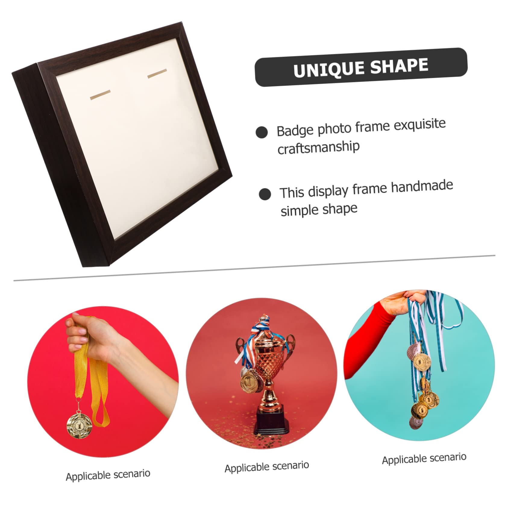 Mipcase 4-Piece Wooden Medal Display Frame Set - Family Photo Frame, Portrait Picture Holder, Award Pin Display for Home & Office Decor - Perfect for Showcasing Achievements, Memories, and Collectibles