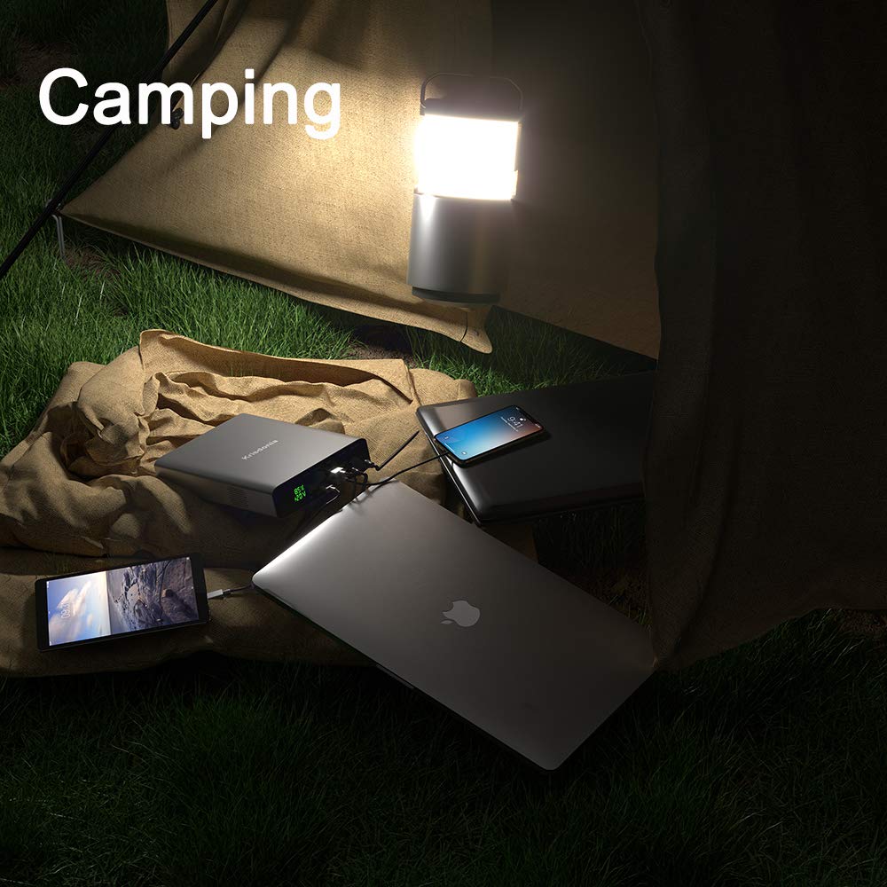 Krisdonia 64000mAh 100W PD Portable Laptop Charger Power Bank - Fast Charging for MacBook Pro, Dell XPS, USB-C Laptops - Perfect for Travel, Camping & Emergency Power Backup