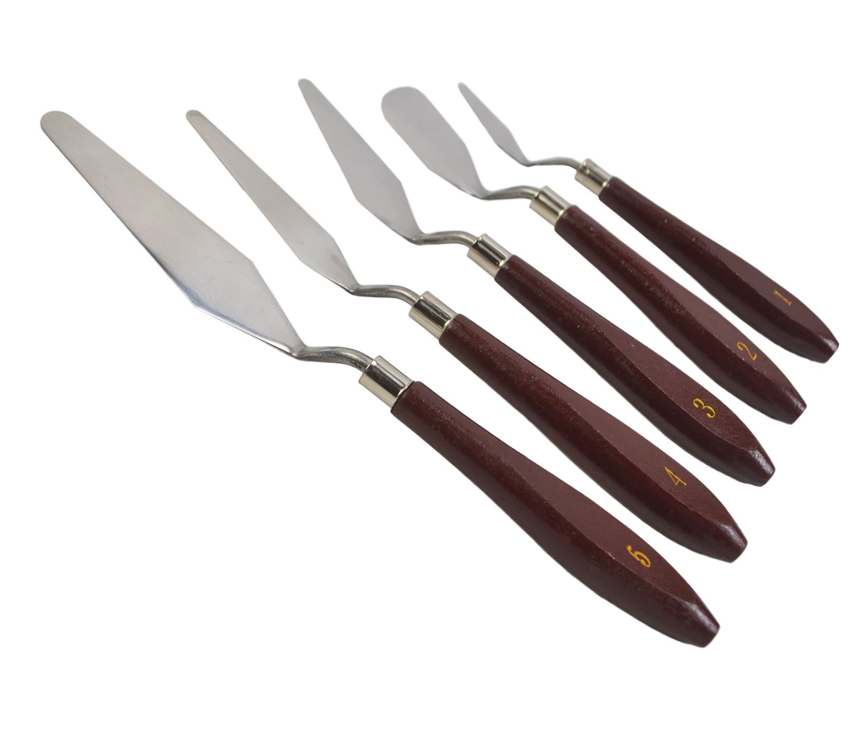 5-Piece Artist Palette Knife Set - Wooden Handle Painting Spatulas for Acrylic & Watercolor - Perfect for Canvas Art, Texture Creation & Oil Painting Techniques