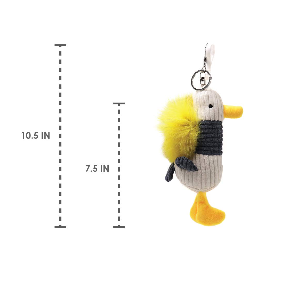 Surell Fox Fur Duck Keychain - Cute Pompom Fashion Keyring with Fluffy Fur Ball - Perfect for Handbags, Backpacks & Gift Giving