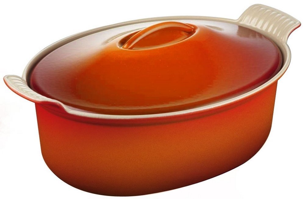 Le Creuset Heritage Enameled Cast-Iron 4-Quart Oval Dutch Oven in Flame - Premium Cookware for Braising, Roasting & Slow Cooking at Home