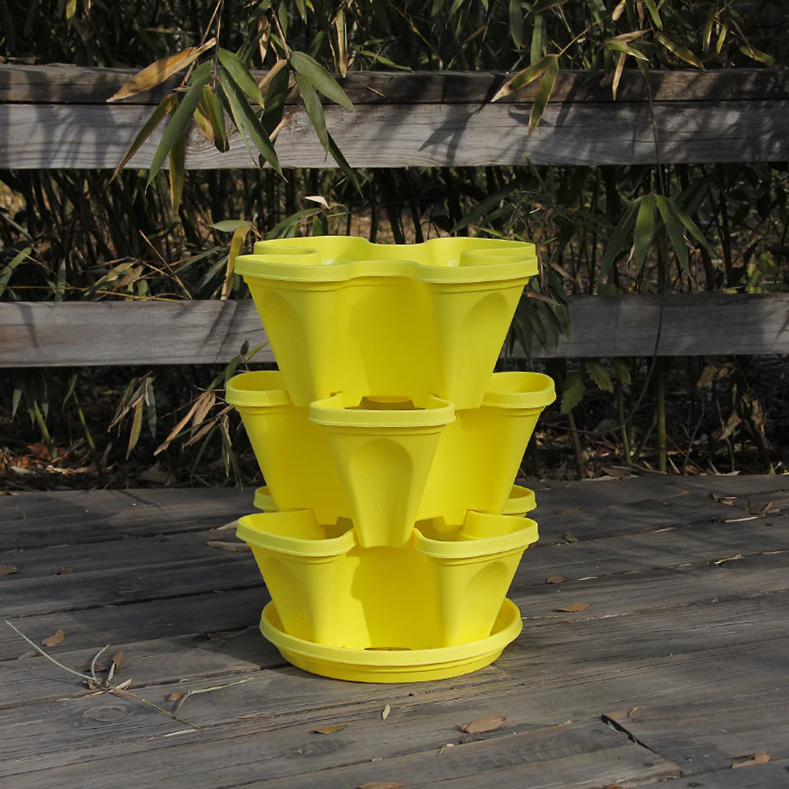 Stackable Self-Watering Vertical Garden Planter Set - Indoor/Outdoor Smart Planting Pots for Flowers, Vegetables & Strawberries - Space-Saving Tiered Gardening Tower for Balcony, Patio & Small Spaces