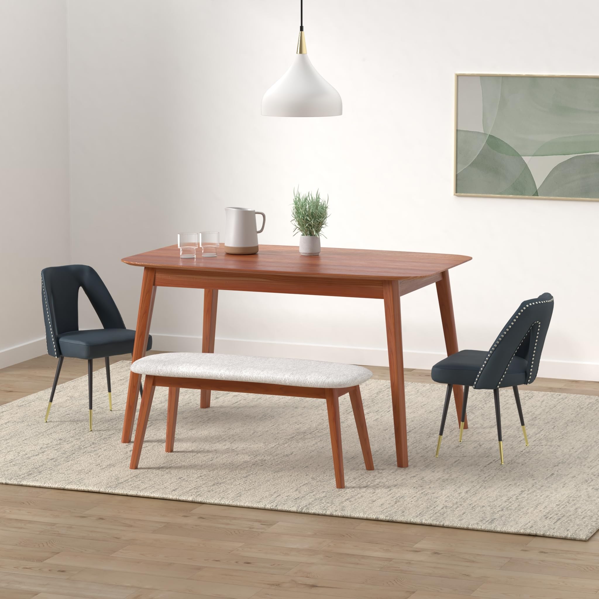 Nrizc Set of 4 Velvet Modern Dining Chairs - Upholstered Side Chairs with Sturdy Metal Legs & Elegant Nailhead Trim - Perfect for Kitchen, Dining Room or Bedroom Decor (Blue) - Ideal for Family Dinners, Entertaining Guests & Home Office Seating