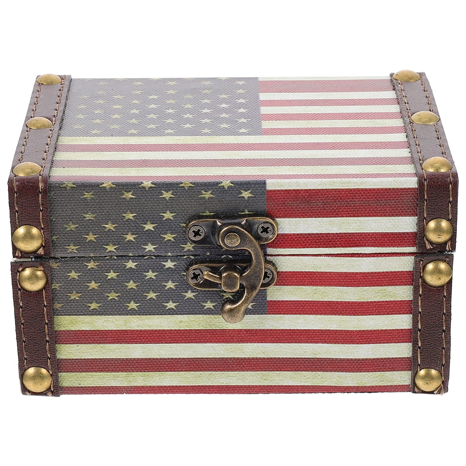 Zerodeko Wooden Jewelry Organizer Box - American Flag Design Pirate Treasure Chest for Small Jewelry, Trinkets & Keepsakes | Perfect for Home Decor, Gift Giving & Pirate-Themed Parties