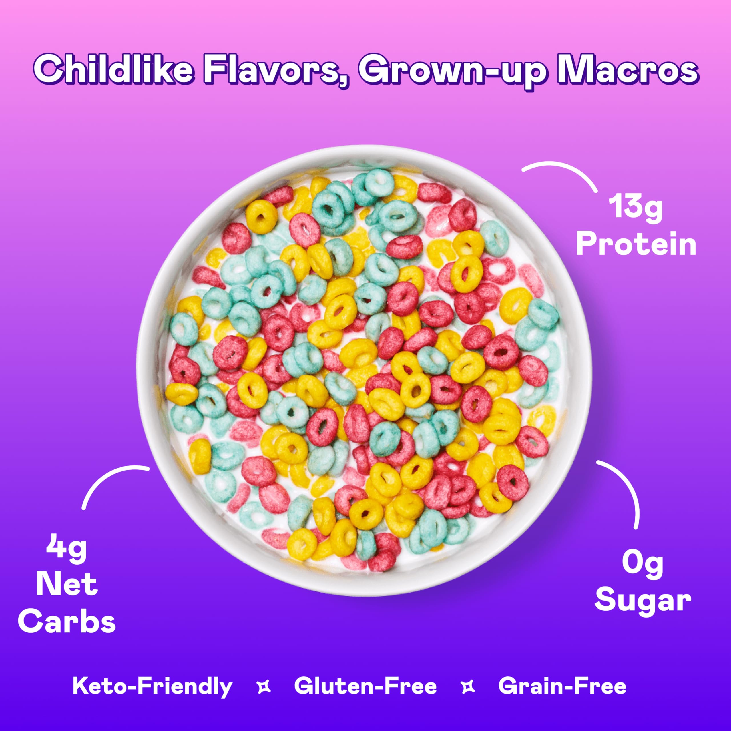 Magic Spoon Fruity Cereal 4-Pack - Keto Friendly, Low Carb, Gluten Free, Grain Free, High Protein, Zero Sugar Breakfast Cereal - Perfect for Healthy Morning Meals & Snacks