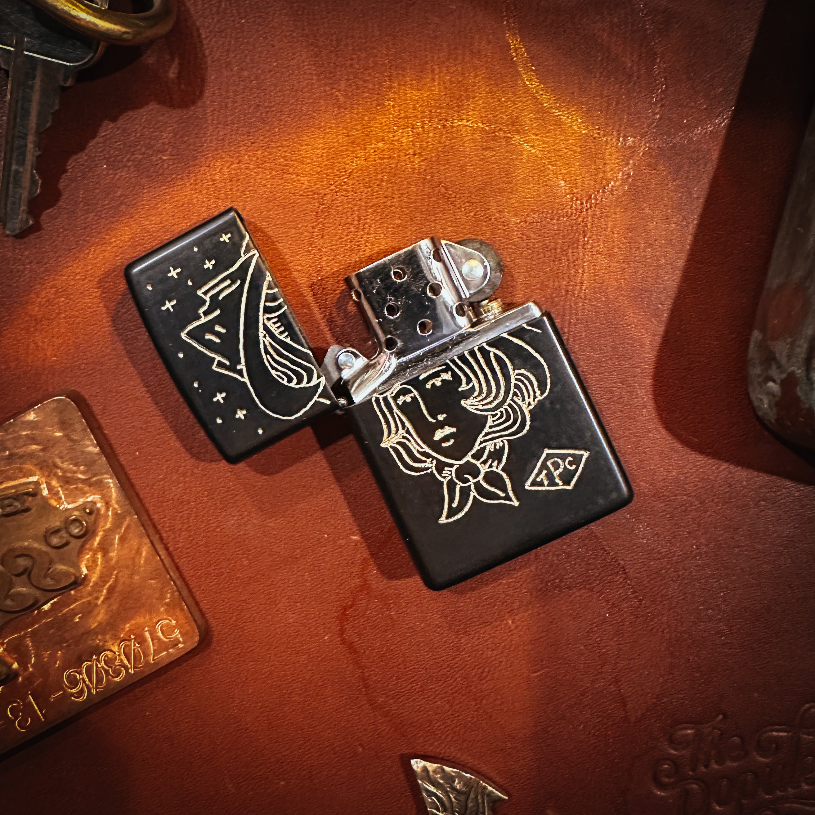 BROOKHAYL x POPULESS Limited Edition Hand Engraved Zippo® Lighter 010 - Black Matte Finish | Perfect for Collectors, Gifts & Outdoor Adventures