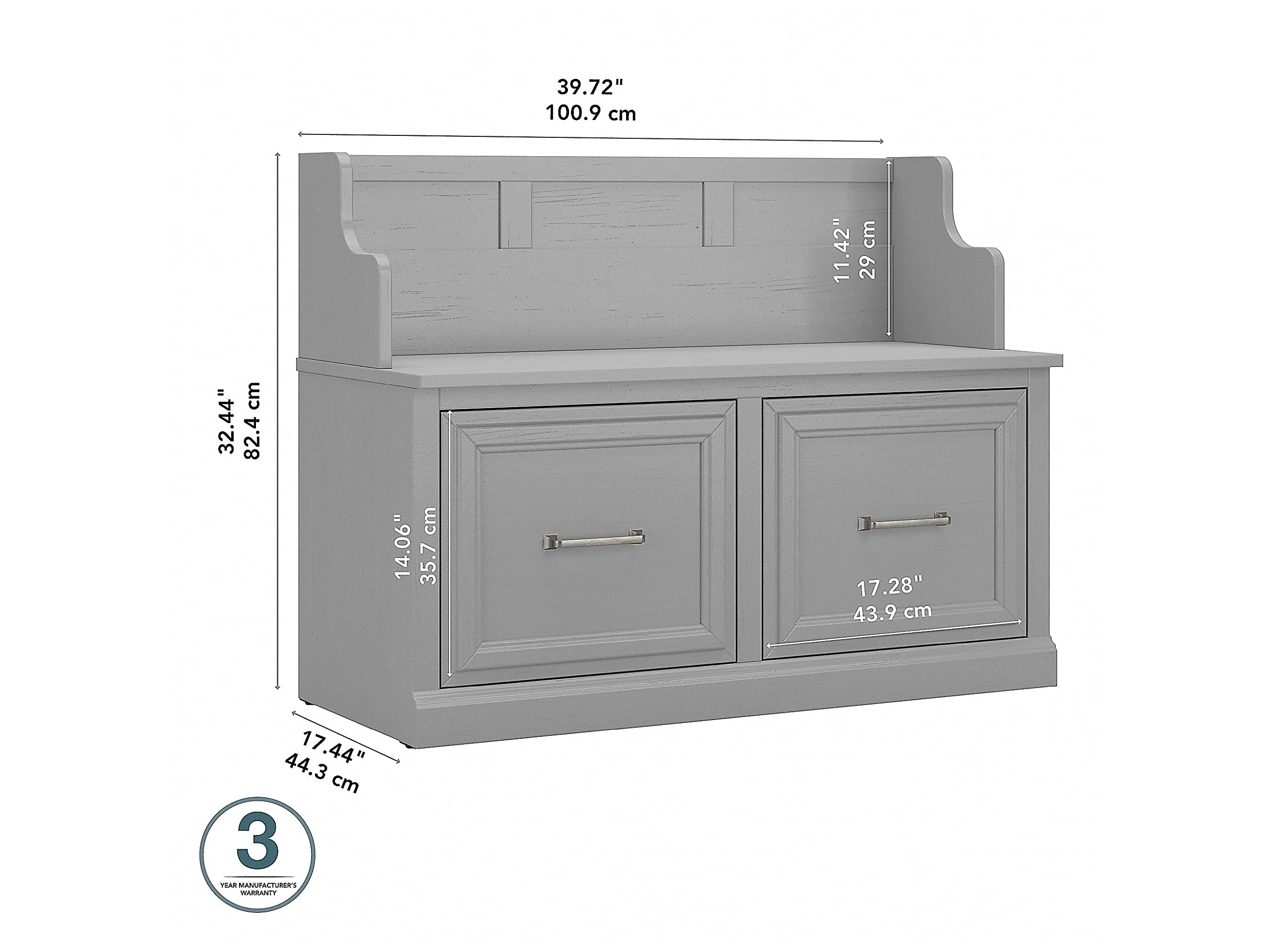 Bush Furniture Woodland Entryway Bench with Doors - 40