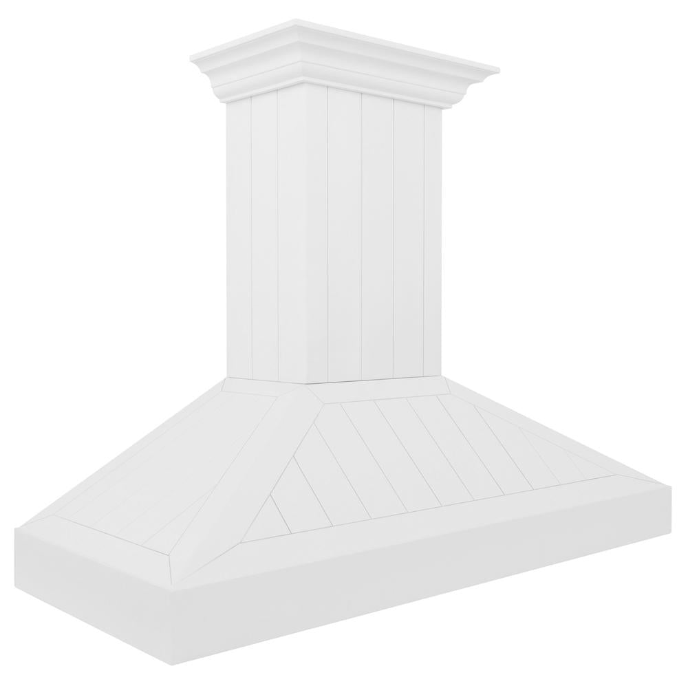 ZLINE 48 Inch Wooden Wall Mount Range Hood - Shiplap Bright White Finish (KPWW 48) | Modern Kitchen Ventilation for Home Cooking & Baking