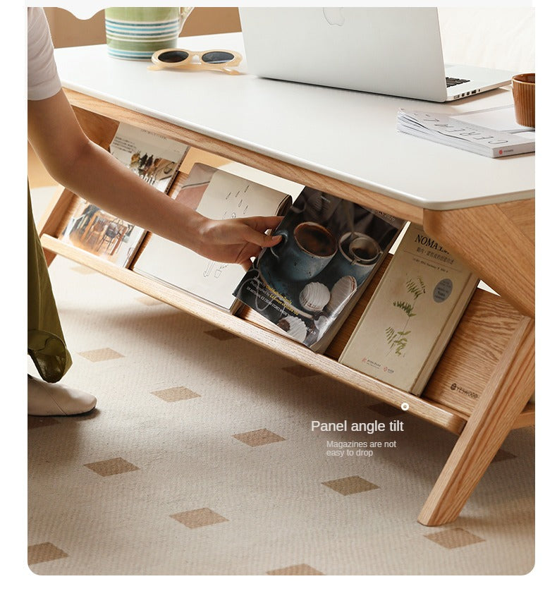 Solid Oak Wood Modern Rocking Coffee Table - Stylish and Durable Living Room Centerpiece for Cozy Home Decor