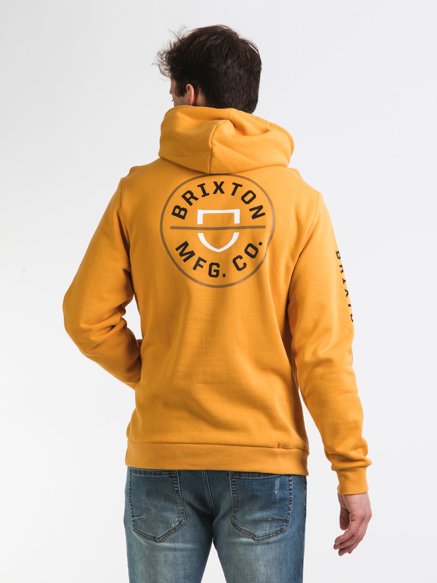 Brixton Crest Pullover Hoodie - Golden Glow | Men's & Women's Casual Sweatshirt for Streetwear & Lounge | Clearance Sale