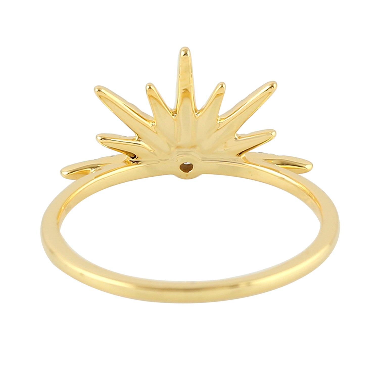 14K Yellow Gold Micro Pave Diamond Half Sunburst Ring for Women - Elegant Jewelry Gift for Anniversary, Wedding & Special Occasions