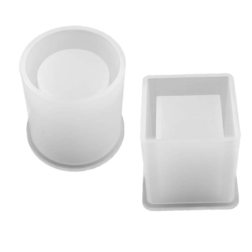 2Pcs DIY Square Resin Mold Set - Cube & Cylinder Silicone Molds for Flower Pots, Planters, Pen Holders - Perfect for Epoxy Resin Crafts, Home Decor, and Gift Making