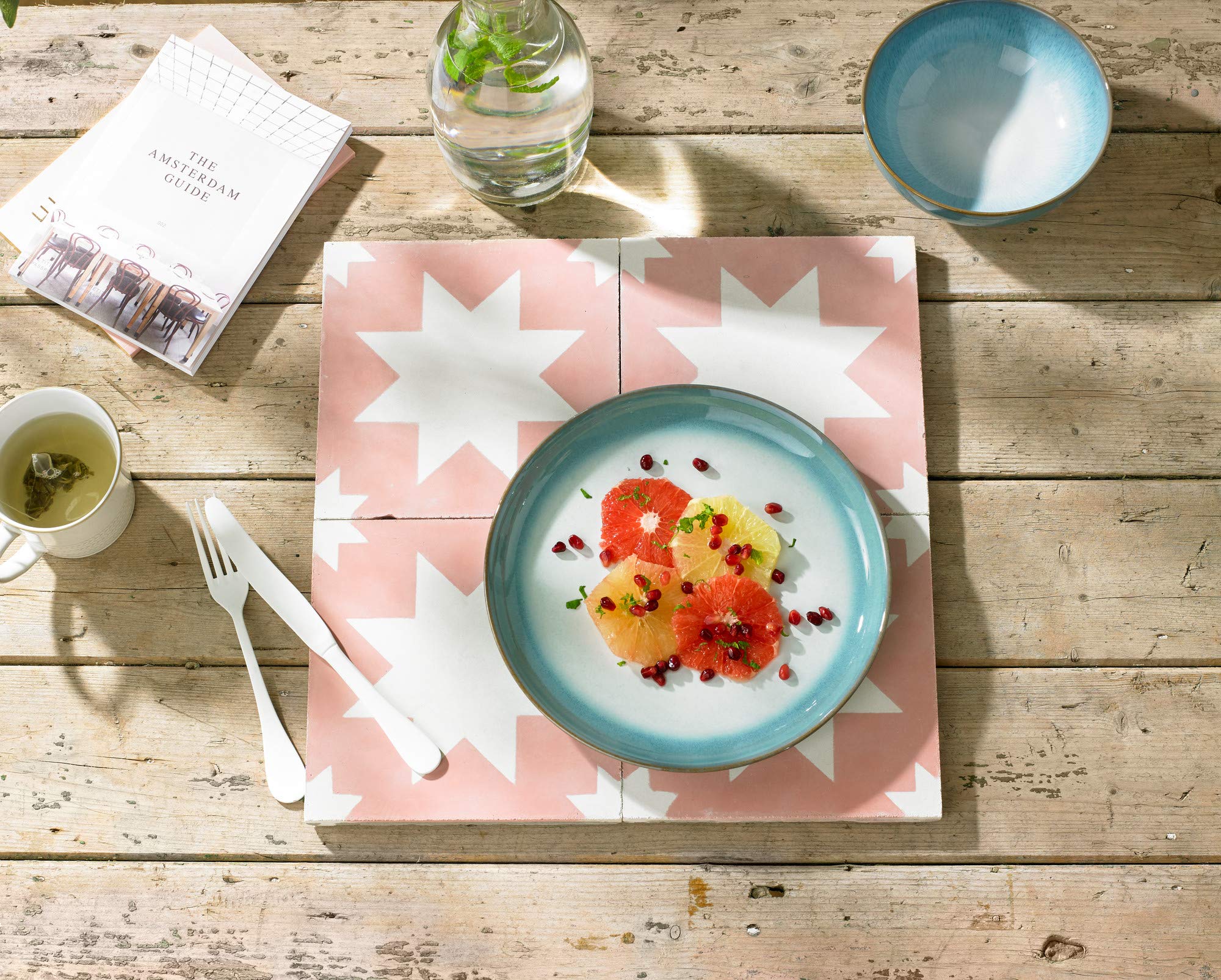 Denby Azure Haze Blue Coupe Small Plates Set of 4 - Stoneware Ceramic Dinner Plates for Everyday Use - Dishwasher, Microwave & Oven Safe - Chip Resistant Blue & White Gradient Glaze - Perfect for Appetizers, Desserts or Casual Dining