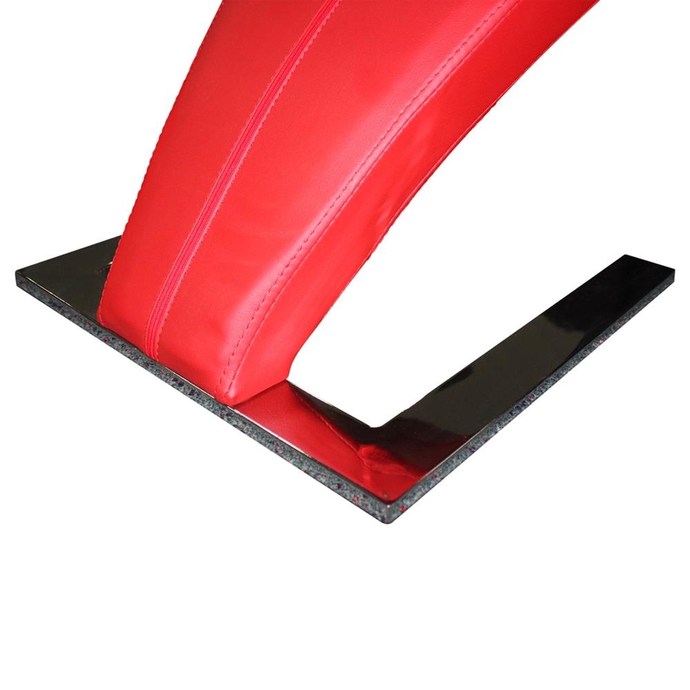2 Pack Modern Z-Shaped Red Leatherette Dining Chairs with Stainless Steel Base - Perfect for Kitchen, Dining Room & Restaurant Decor