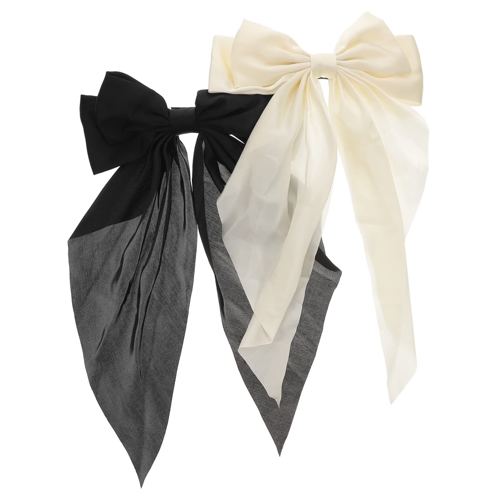 WOONEKY Women's Hair Barrettes - 2pcs Large Bow Hair Clips, Black Metal Hairpins for Women & Girls - Perfect for Parties, Weddings, Work & Everyday Styling