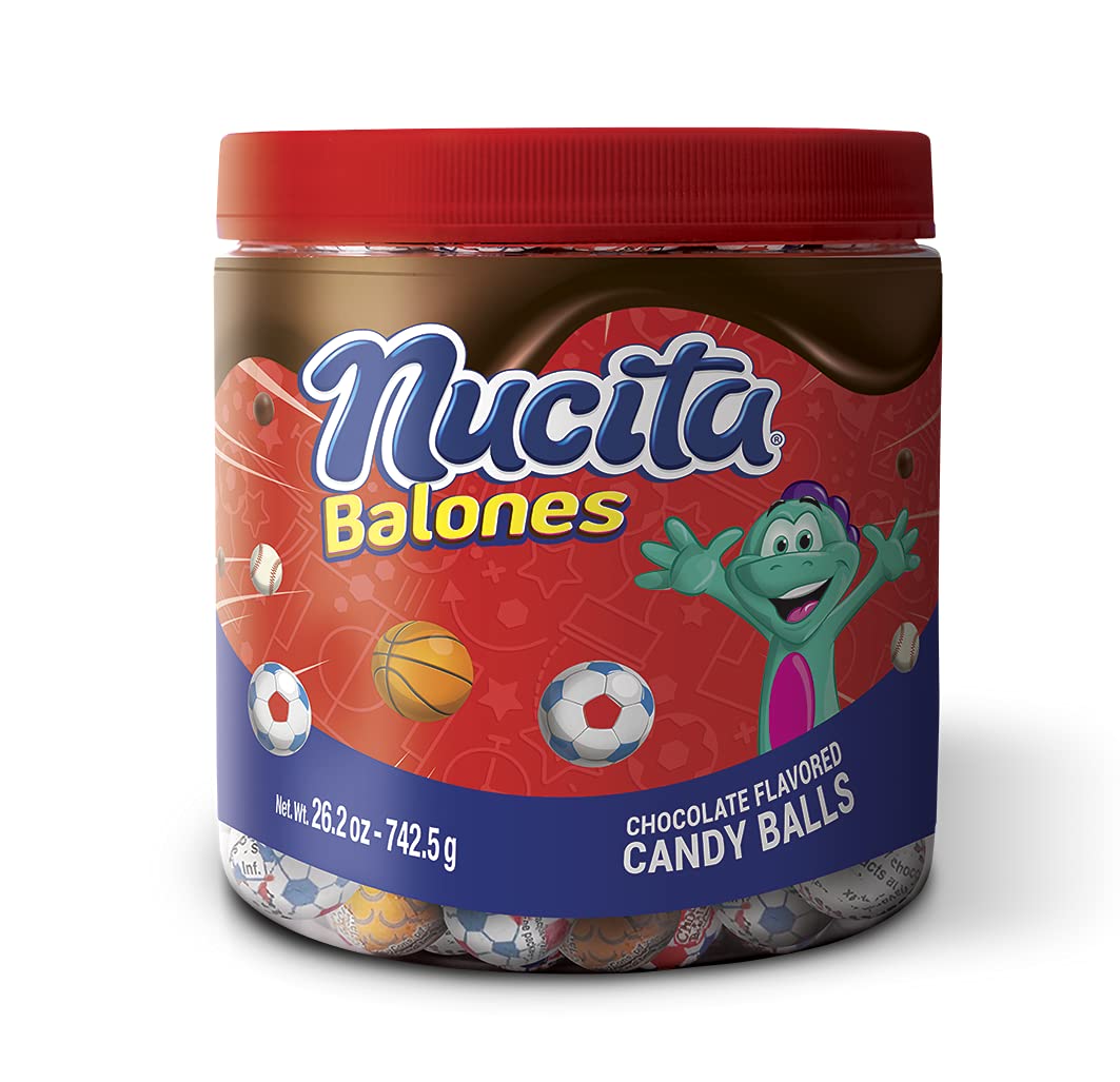 Nucita Chocolate Sports Balls Jar - Assorted Chocolate Flavored Candy (Basketball, Baseball, Soccer) - 165 Pieces (26.2oz) - Perfect for Birthday Parties, Sports Events & Holiday Gift Giving