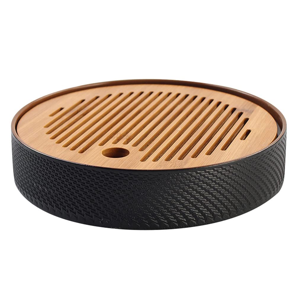 Premium Bamboo Gongfu Tea Tray with Water Storage & Drainage - Traditional Chinese Tea Ceremony Set for Home & Office - Perfect for Brewing Oolong, Pu-erh & Green Tea