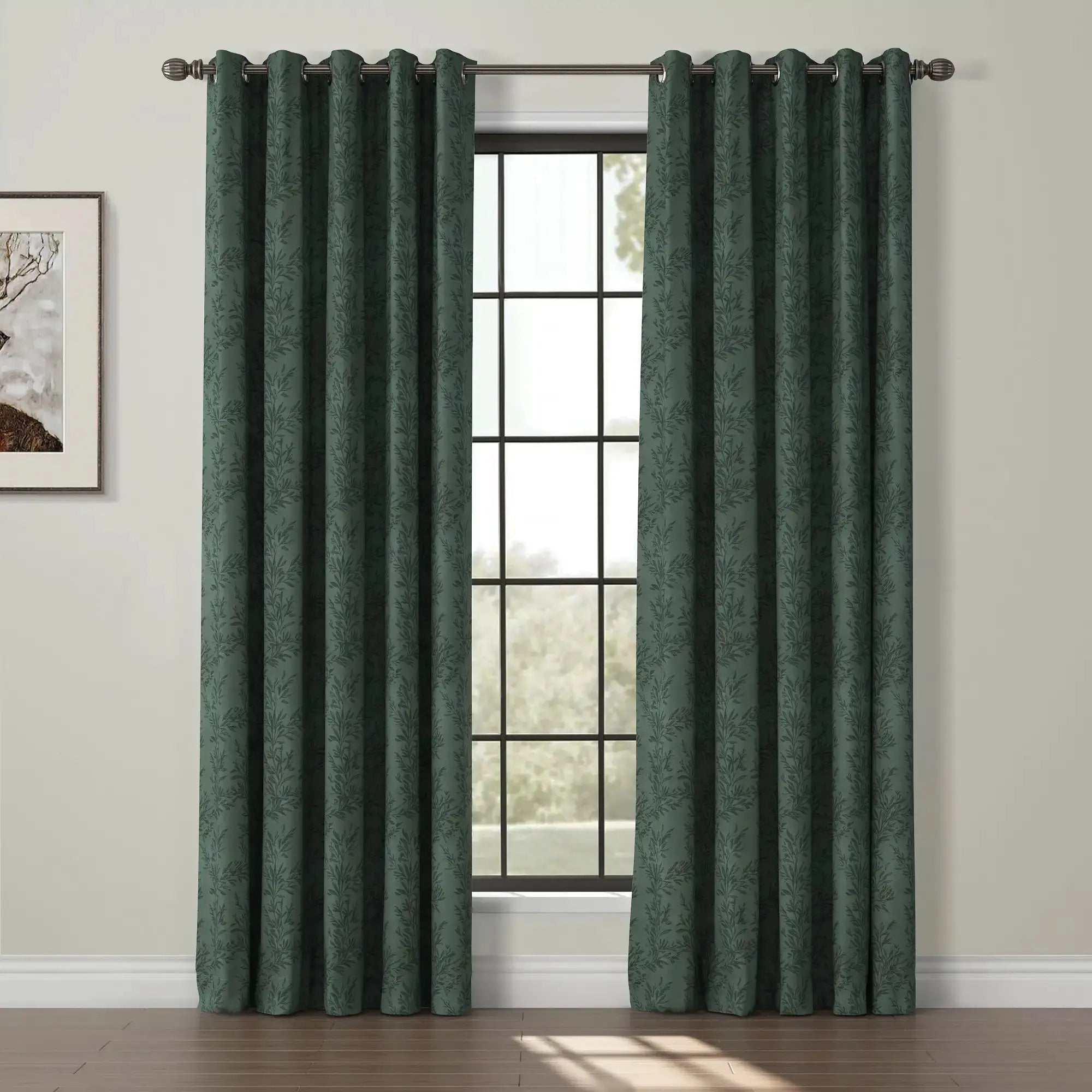 Sara Le Print Linen Drapery Grommet Curtains - Elegant Window Treatments for Living Room & Bedroom - Home Decor Blackout Drapes for Privacy & Light Control