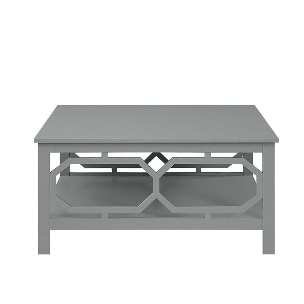 Pemberly Row 36 Inch Square Coffee Table - Gray Wood Finish - Modern Living Room Center Table for Home Decor & Entertainment