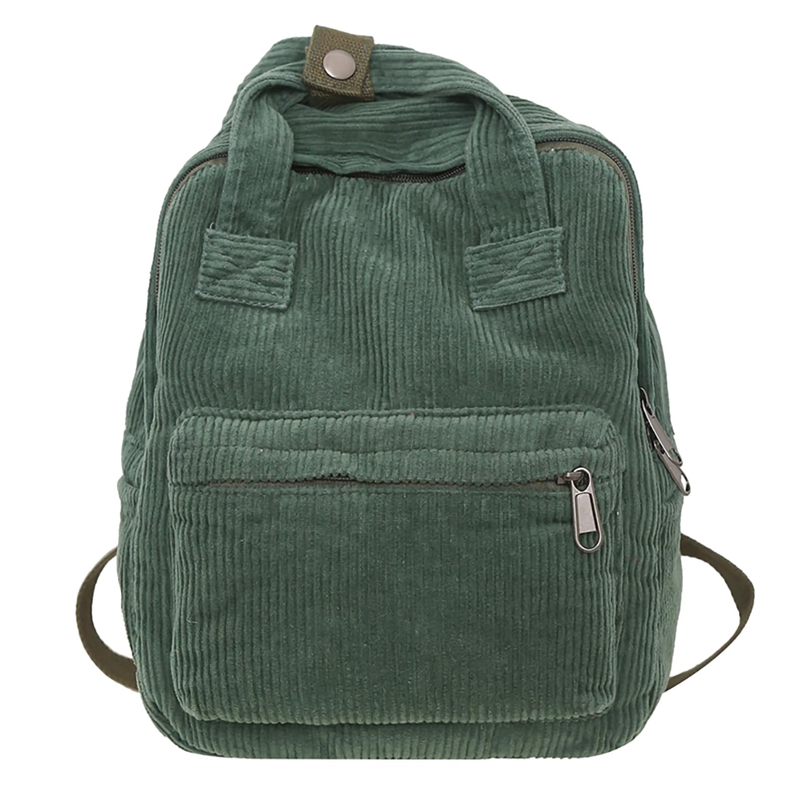 Vintage Mini Corduroy Backpack Purse for Women - Small Fashion Casual Aesthetic Shoulder Bag in Green | Perfect for Travel, School & Everyday Use