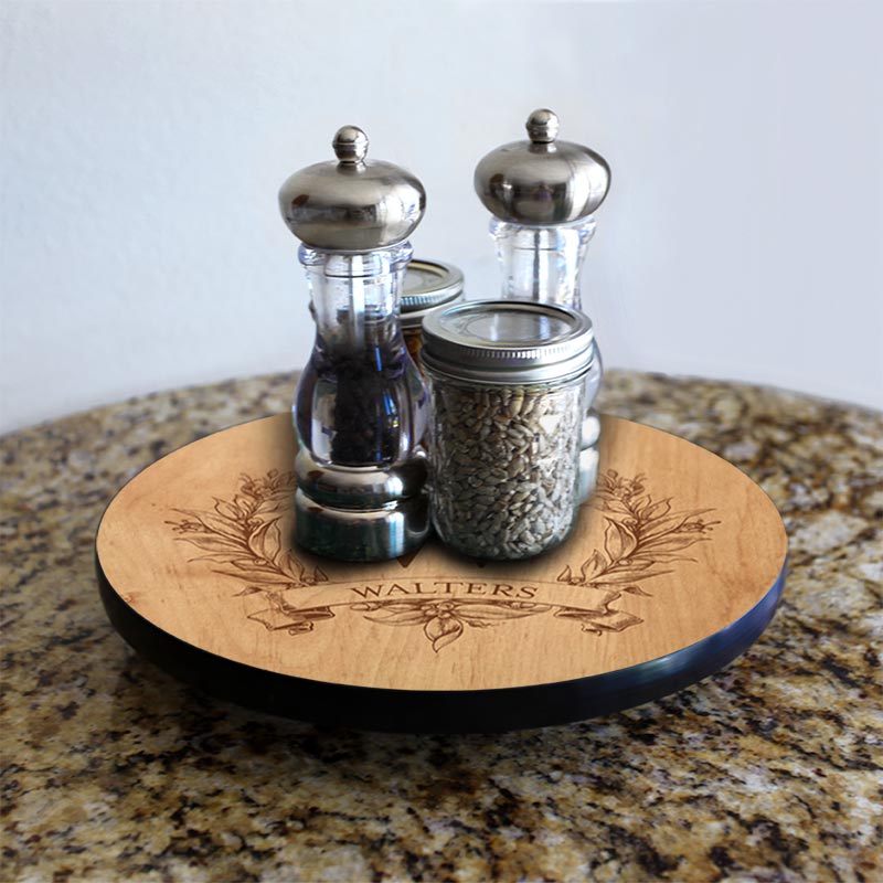 Personalized Lazy Susan Turntable - Handcrafted in USA, 3 Size Options for Dining & Kitchen Organization | Perfect for Spice Storage, Tabletop Serving & Home Decor