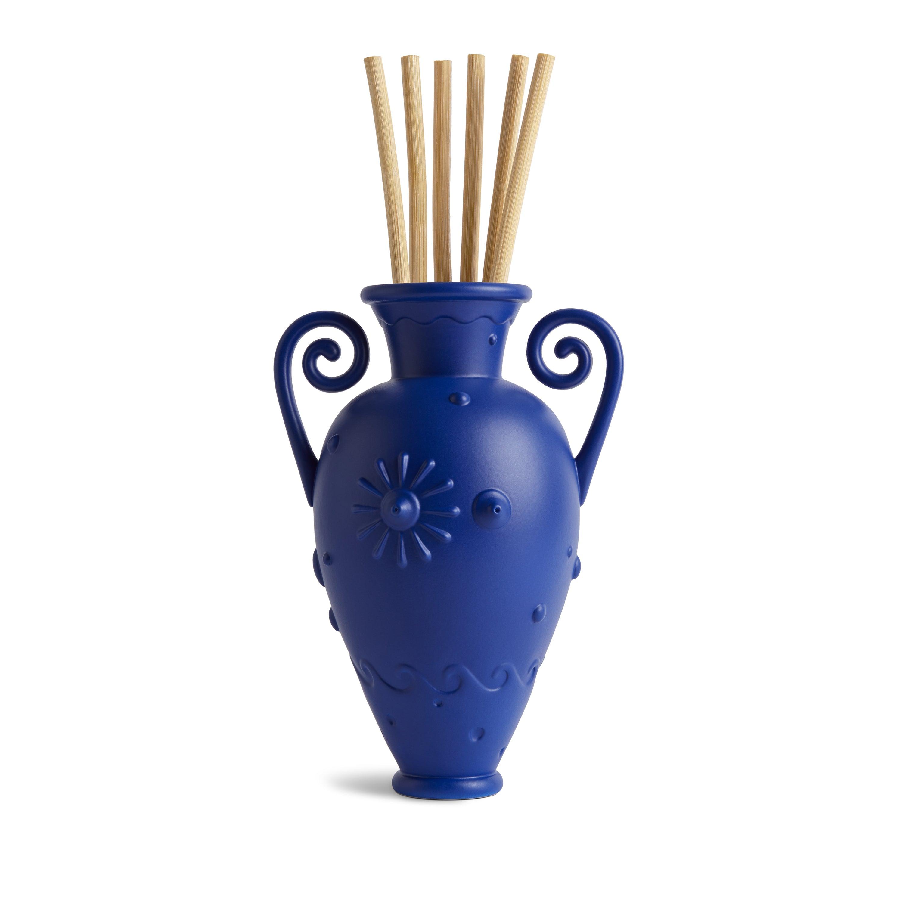 Pantheon Orpheus Amphora Vase - Handcrafted Blue Greek Ceramic Vase for Home Decor, Wedding Centerpiece & Mediterranean Style Interior Design