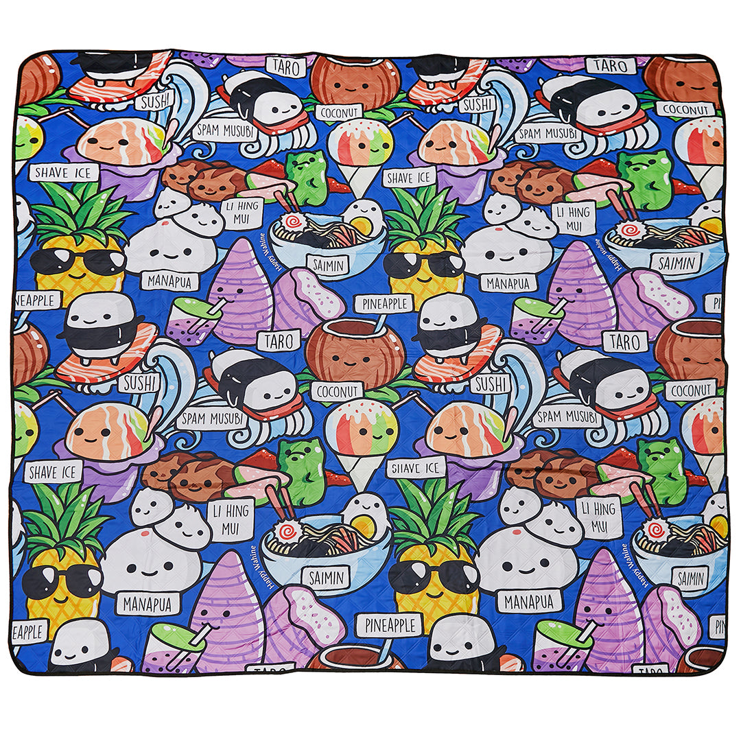 Hawaiian Blue Beach Mat - Waterproof Sandproof Portable Picnic Blanket for Outdoor Beach, Park, Camping & Travel