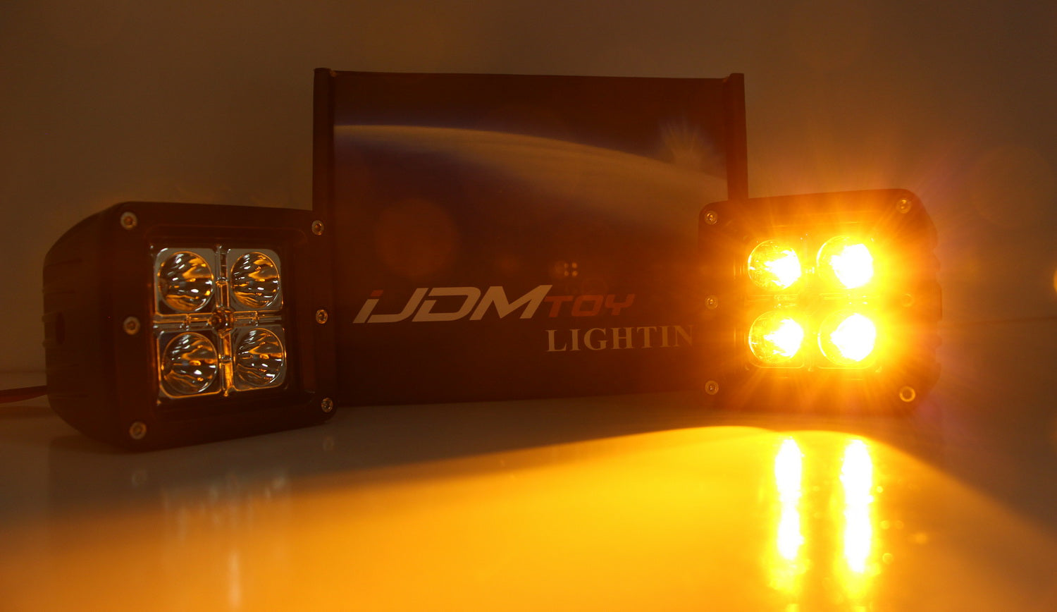 40W Amber LED Pod Fog Lights with Mounting Bezel Panels & Wiring Kit - Compatible with Toyota Tundra, Tacoma, Sequoia - Off-Road, Foggy Weather & Night Driving Safety Lights