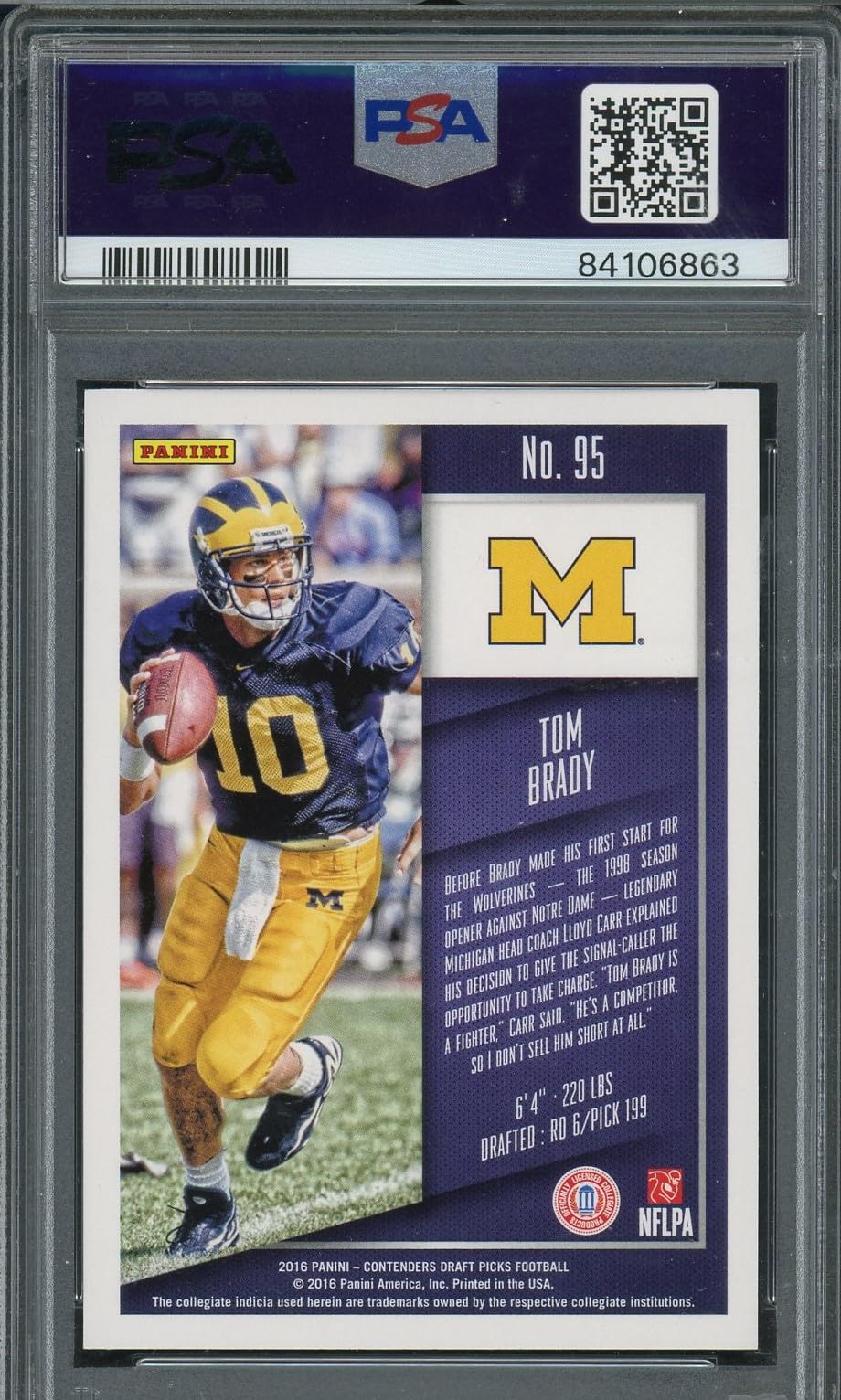 Tom Brady 2016 Panini Contenders DP Football Card #95 Graded PSA 10 - Rare Collectible for NFL Fans, Sports Memorabilia Display & Investment