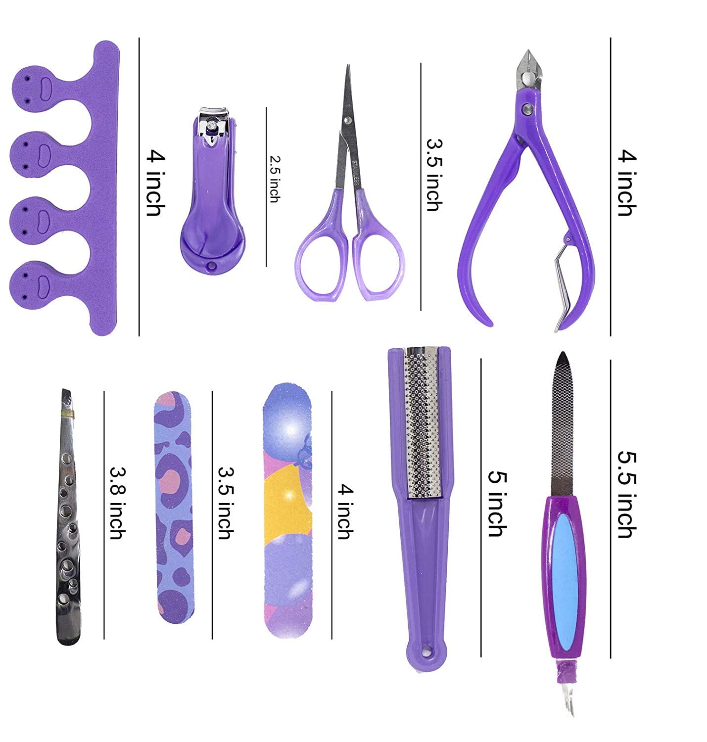 10 in 1 Professional Pedicure Kit - Stainless Steel Foot File & Exfoliating Tool for Dead Skin Removal - Men & Women Home Salon Care - Perfect for At-Home Spa, Travel & Gift Giving