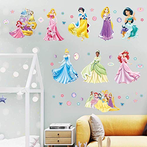 Supzone Princess Wall Stickers - Removable Girls Room Decor, Nursery & Playroom Wall Decals for Kids Bedroom, Perfect for Birthday Parties & Baby Showers