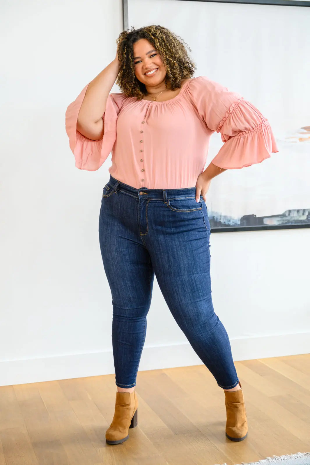 Georgia Back Yoke Skinny Jeans for Women - Stretch Denim Pants with Phone Pocket - Perfect for Casual Outfits & Everyday Wear