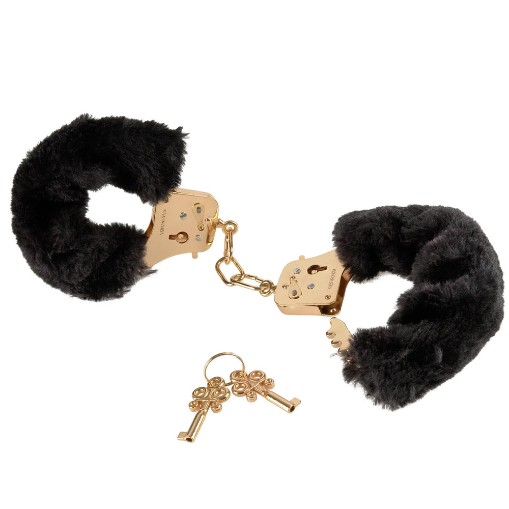 Fetish Fantasy Gold Deluxe Furry Metal Cuffs - Premium BDSM Restraints for Couples, Role Play & Bondage Scenes - Perfect for Bedroom Play & Fantasy Fulfillment