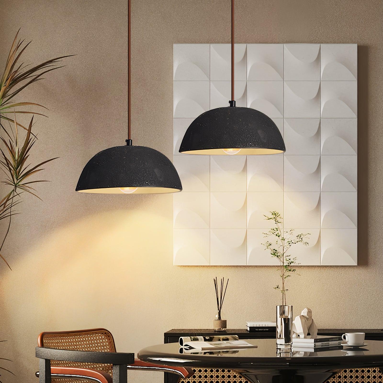 Black Arch Ceramic Pendant Lamp - Modern Handmade Hanging Light Fixture for Living Room, Bedroom, or Dining Area Decoration