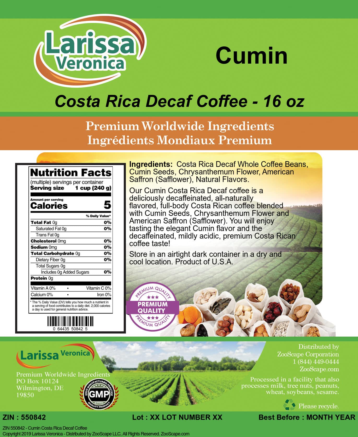 **Premium Costa Rica Decaf Coffee - Whole Bean, Naturally Flavored, Gourmet Grade (16 oz, 2 Pack) | Rich & Smooth for Morning Brew or Afternoon Relaxation**
