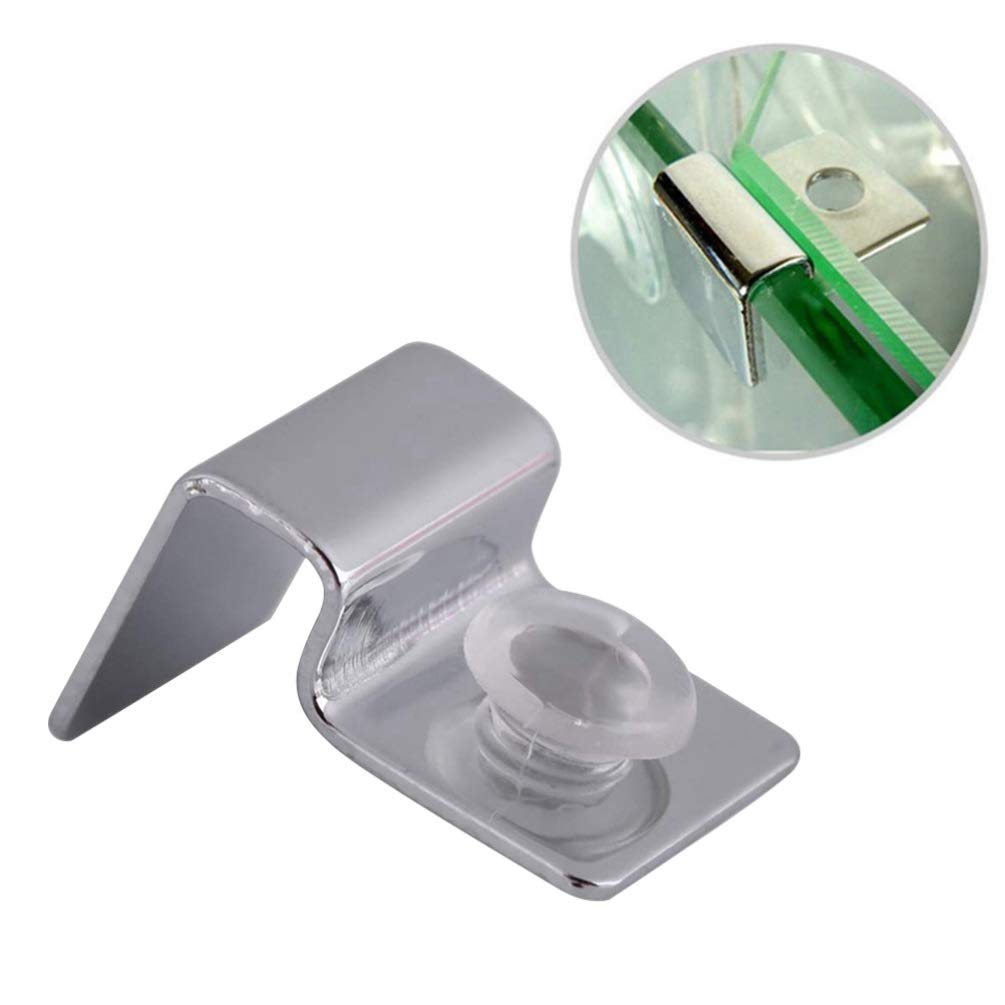 TEHAUX 4pcs Stainless Steel Aquarium Lid Clips - Universal 8mm Fish Tank Cover Support for Glass Tops