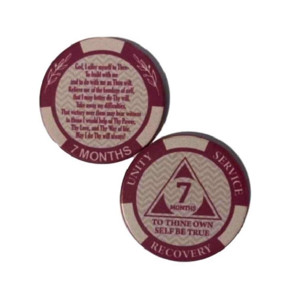 7 Month AA Sobriety Chip with Third Step Prayer on Back - 210 Day Recovery Token for Alcoholics Anonymous - Perfect for AA Meetings, Milestone Celebrations & Personal Motivation