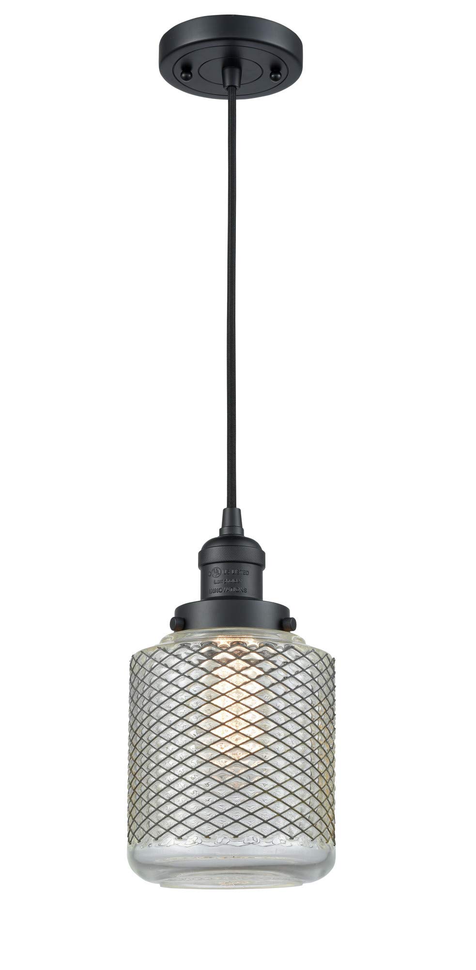 Innovations 201C-OB-G262 Oil Rubbed Bronze Mini Pendant Light - Single Bulb Hanging Fixture for Kitchen Island, Dining Room, or Entryway Lighting