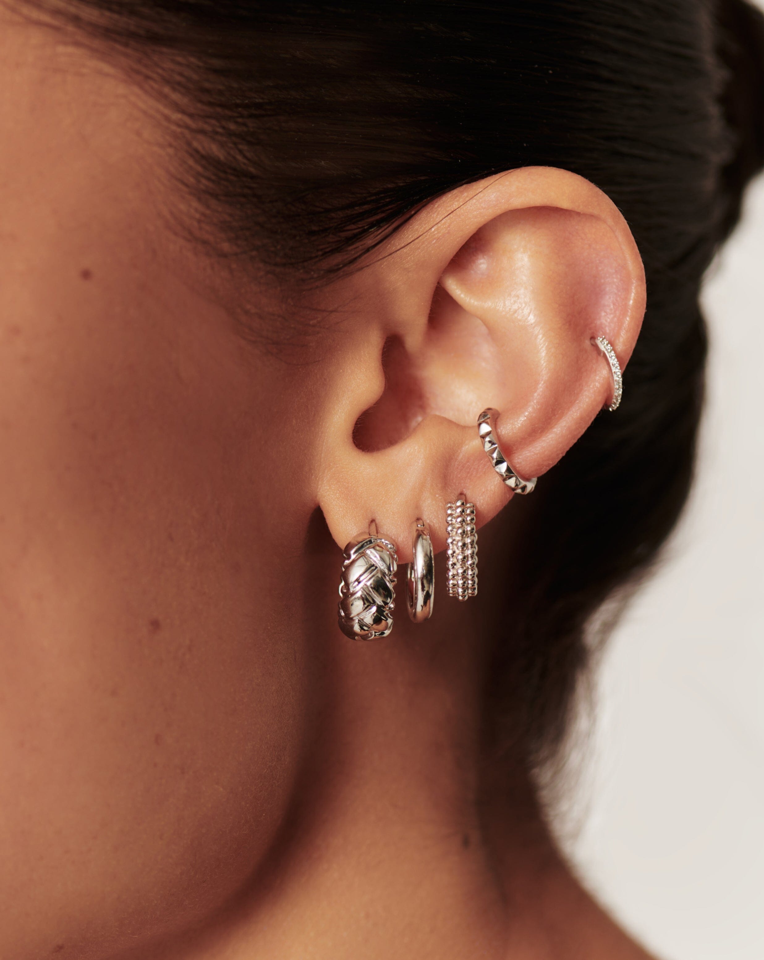 Lucy Williams Waffle Mini Hoop Earrings | Sterling Silver Women's Jewelry | Perfect for Everyday Wear, Date Nights & Gifts