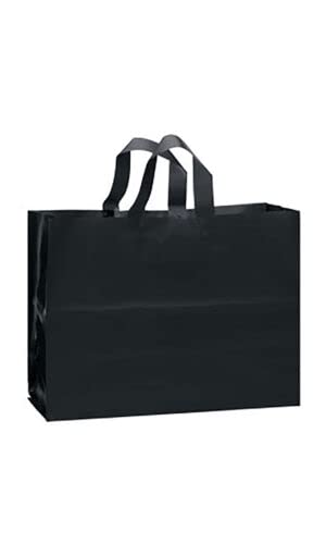 25 Pack Large Black Frosted Plastic Gift Bags - Durable Party Favor Bags for Birthdays, Weddings & Holiday Gifts - Bulk Gift Packaging Supplies