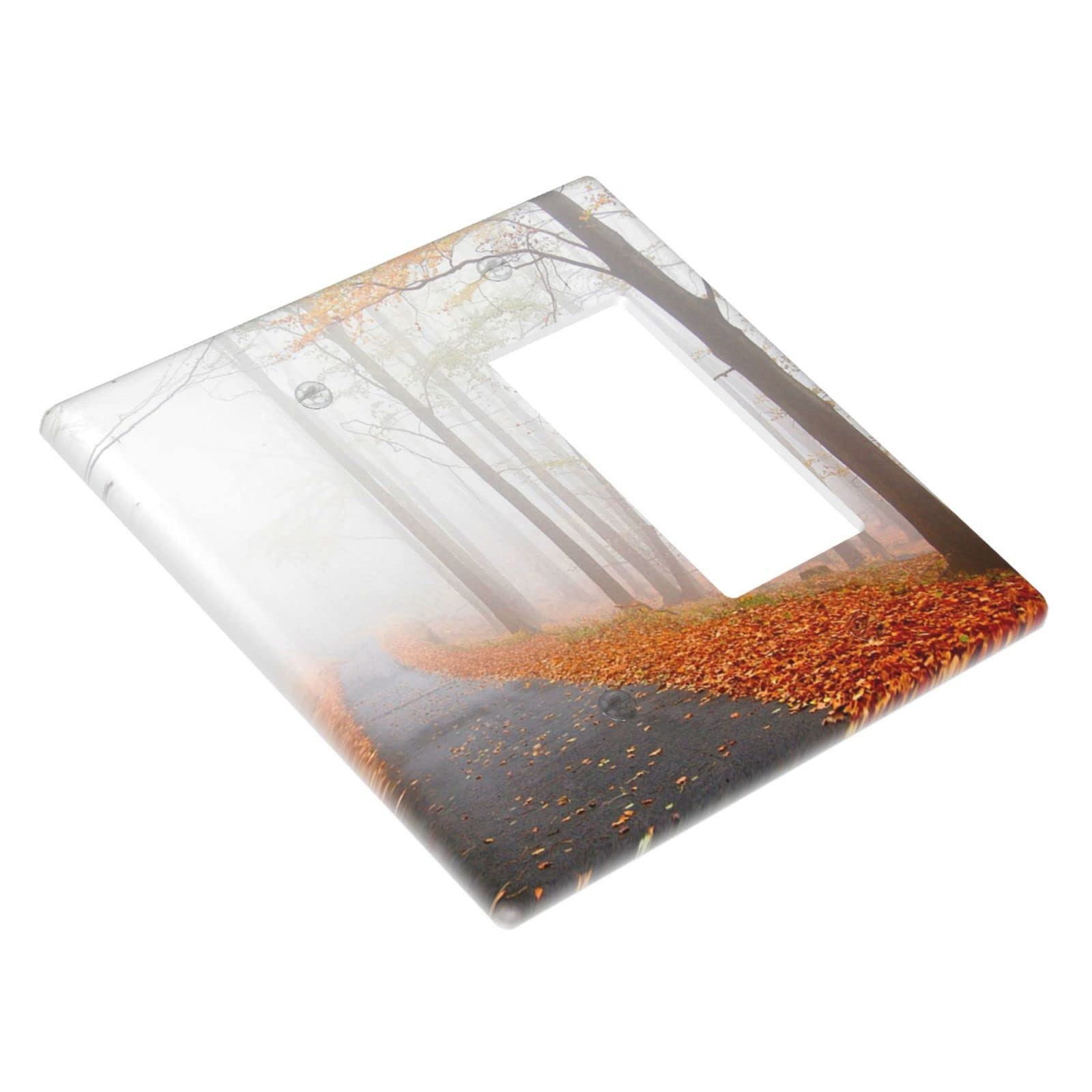 Foggy Autumn Forest 2-Gang Light Switch Cover Plate - 1 Toggle & 1 Rocker - 4.5