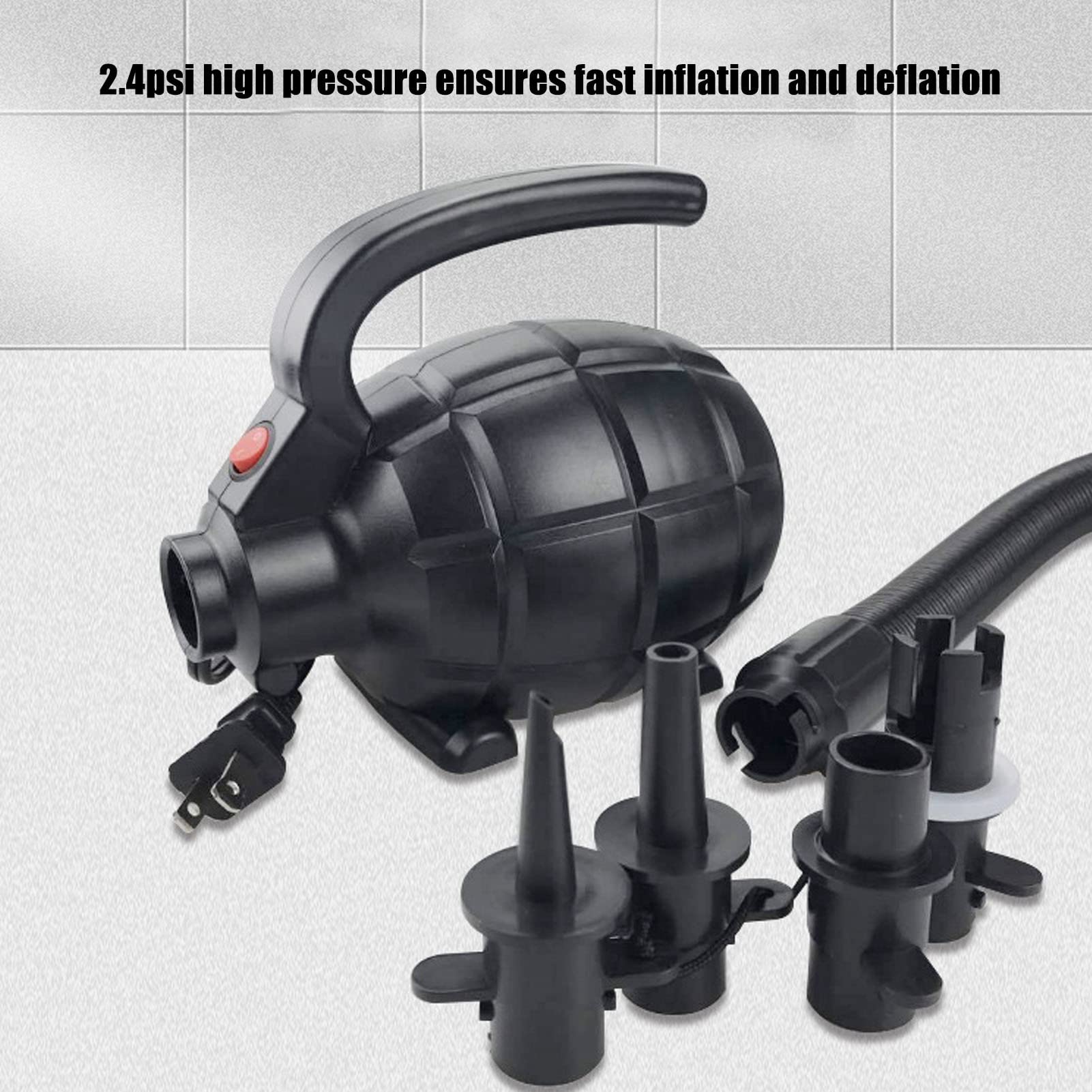 SH 302 Electric Air Pump - High Pressure ABS PC Quick Fill Inflation Pump for Air Beds, Mattresses, Pools, Boats & Rafts - Perfect for Camping, Travel, Home Use & Emergency Inflation