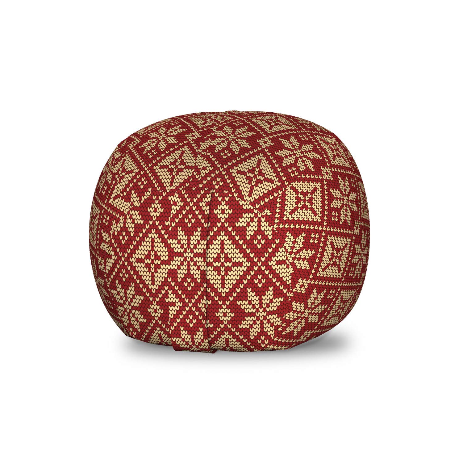 Ambesonne Snowflake Storage Toy Bag Chair - Geometric Herringbone Zigzag Pattern, Bicolor Motifs, Washable Stuffed Animal Organizer - Small Size Ruby Beige - Perfect for Kids' Room, Nursery, or Playroom Storage