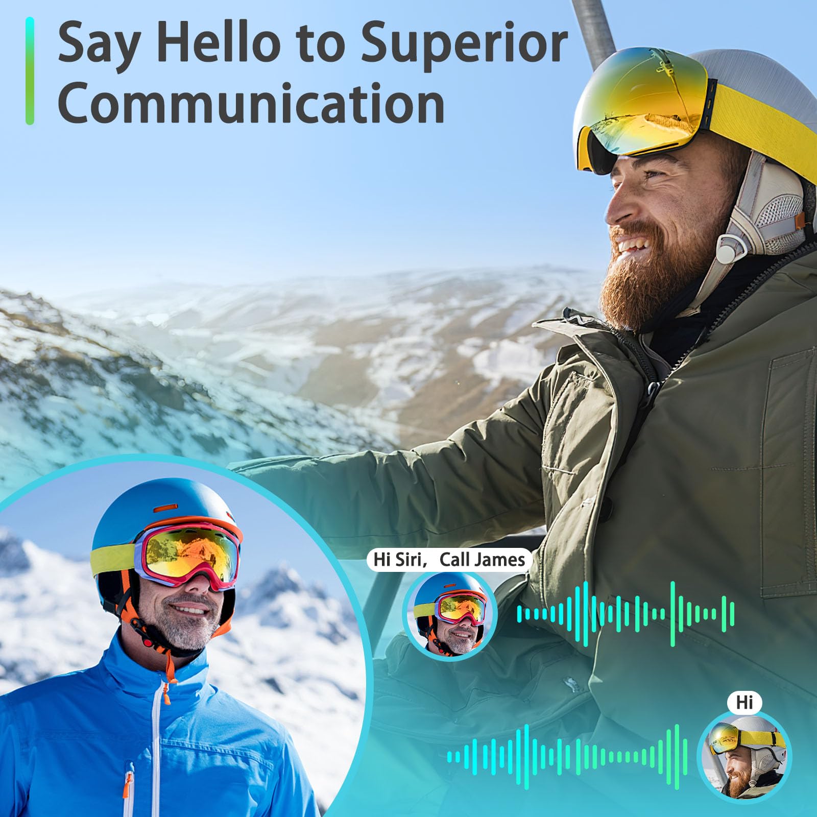 Wireless Ski Helmet Speakers - Bluetooth Stereo Headphones with Built-in Mic & Easy Controls for Snowboarding, Motorcycling | Perfect for Outdoor Sports & Adventure Activities