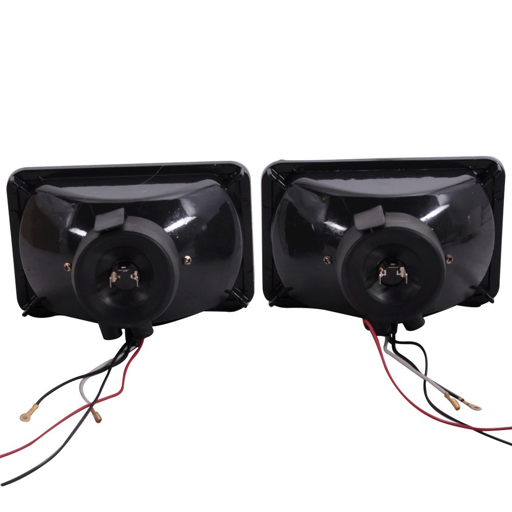 Universal 6x4 Inch H4 H6014 H6052 H6054 Headlights - Black Housing Pair for Most Vehicles | Driving at Night