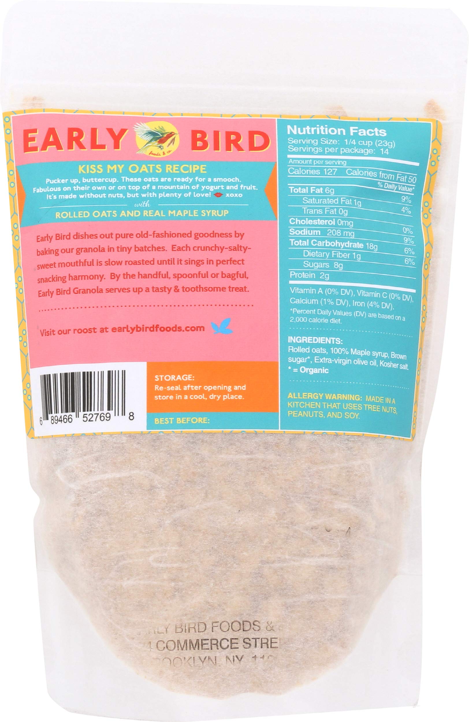 EARLY BIRD Kiss My Oats Granola - Healthy Breakfast Cereal, 12oz (340g) - Crunchy Oat Clusters with Almonds & Honey - Perfect for Morning Meals, Snacks & On-the-Go Nutrition