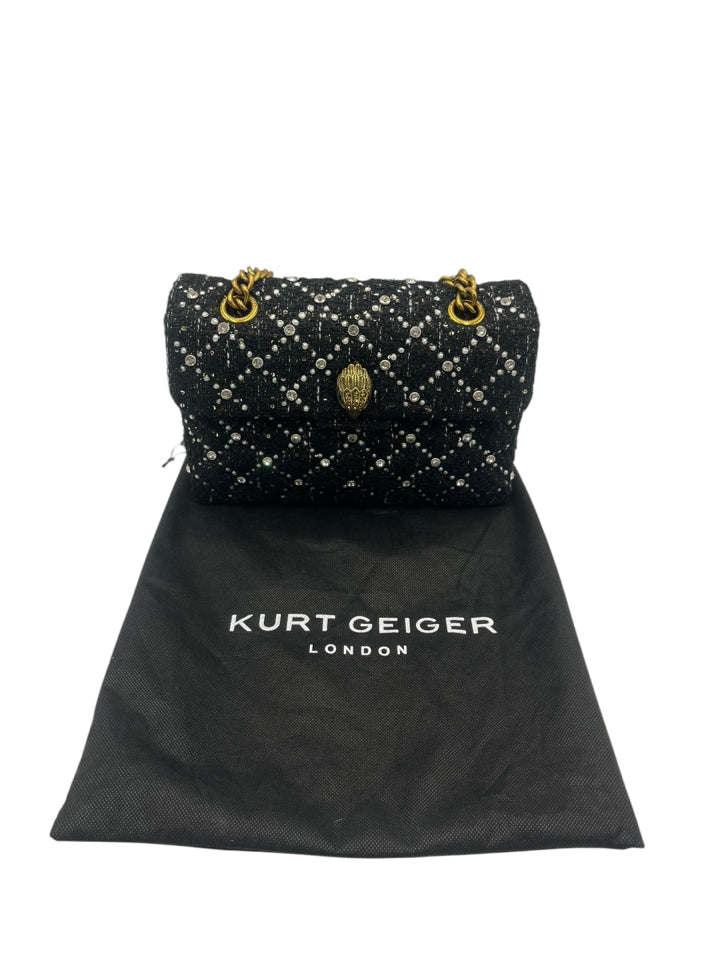Kurt Geiger Tweed Kensington Embellished Shoulder Bag for Women - Stylish Crossbody Purse with Rhinestone Details | Perfect for Work, Travel & Evening Events