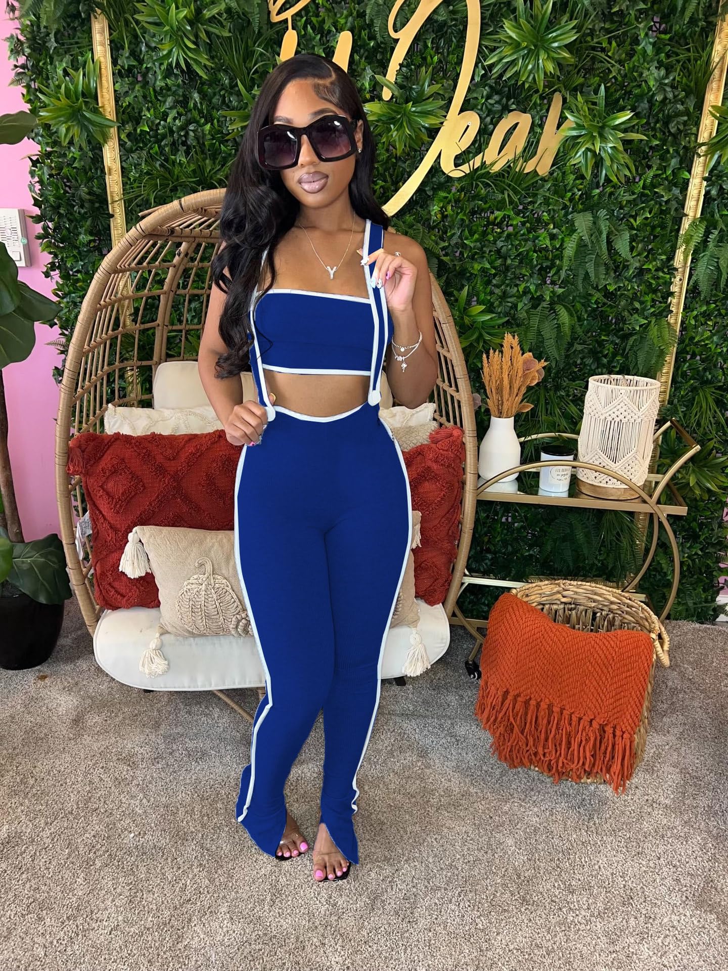 Sexy Women's Summer Outfits - Corset Top & Shoulder Strap Pants 2-Piece Set | Trendy Fashion for Beach, Party & Date Night