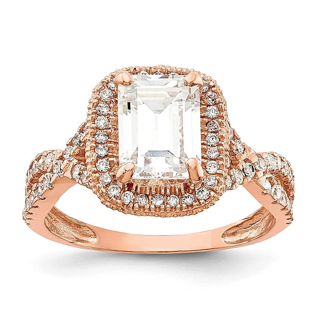 10K Rose Gold Cubic Zirconia CZ Band Ring for Women - Size 7.00 Fine Jewelry Gift for Her - Perfect for Anniversaries, Engagements & Special Occasions